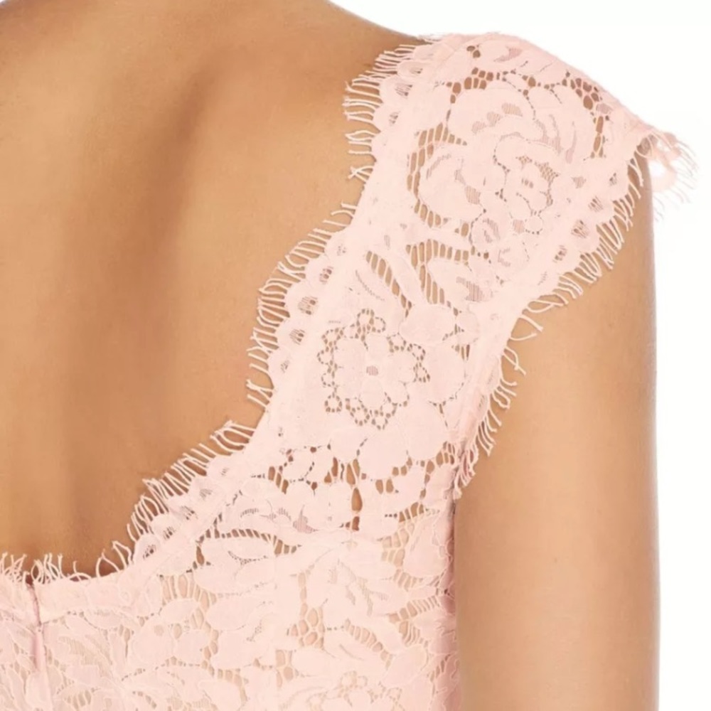 Eliza J Lace Faille Cap Sleeve Dress Lace Pink Blush Petite 12P 14P NWT Wedding - Picture 3 of 9